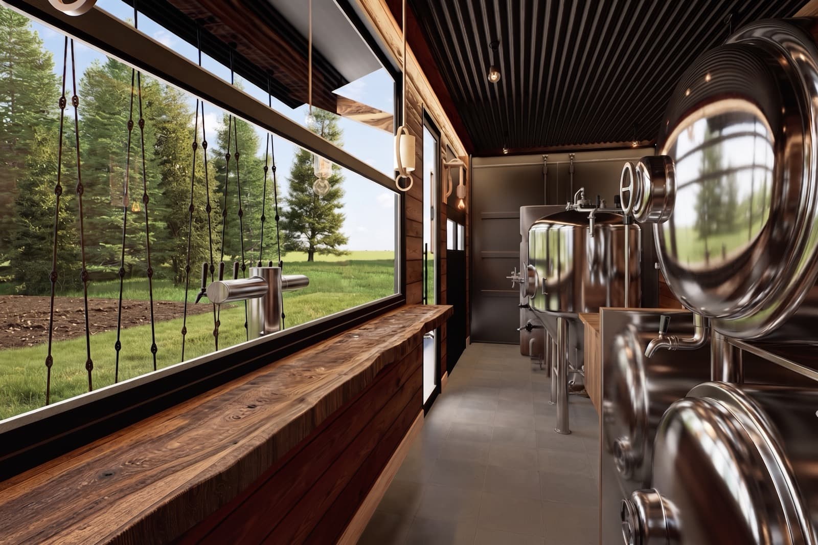 Tap wall and serving rail