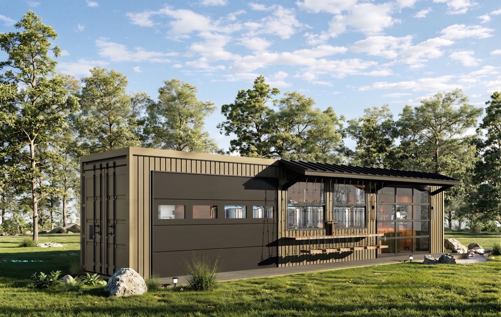 40-foot BrewBox, rear three-quarter view