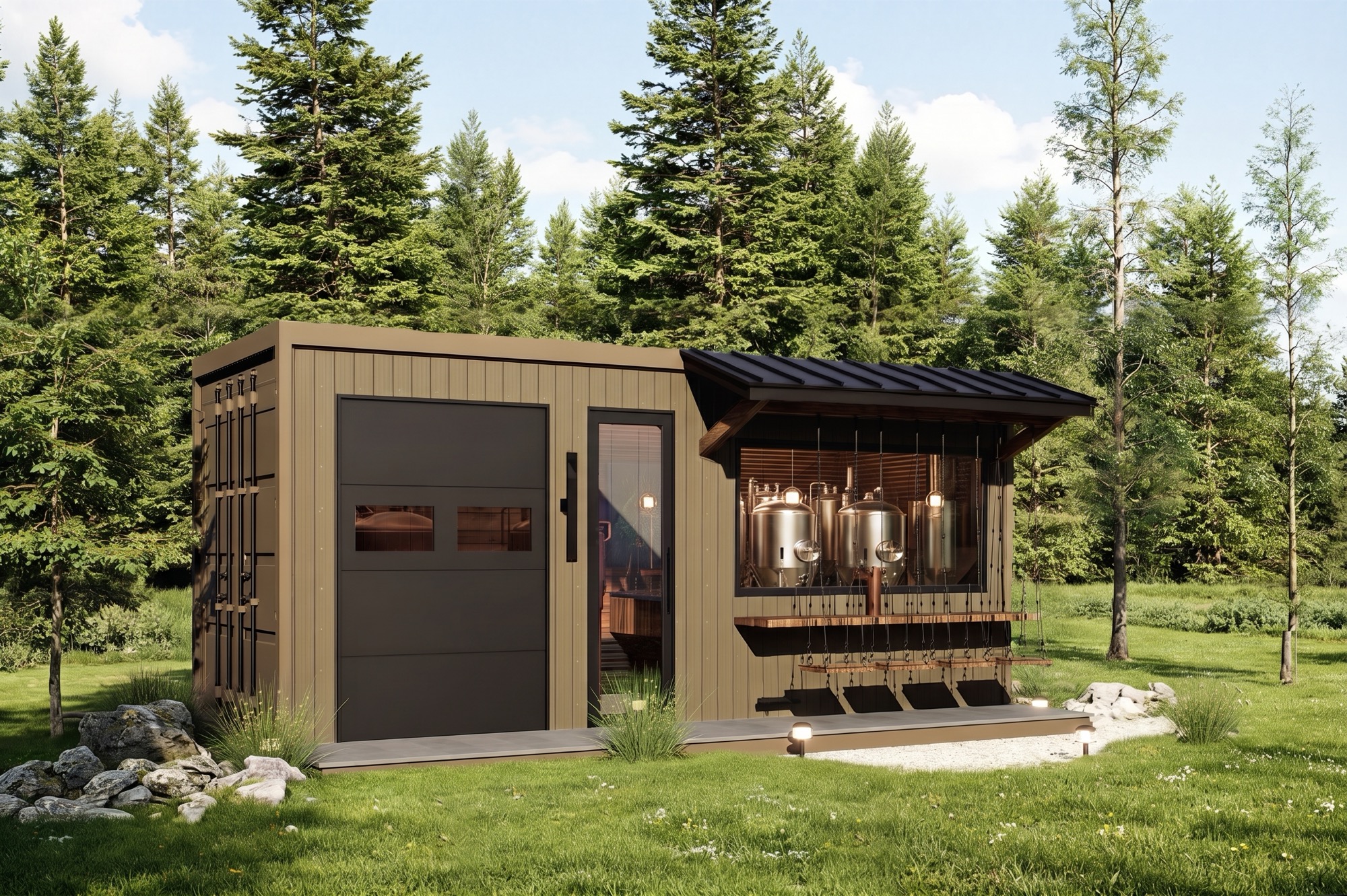 20-foot BrewBox sealed for transit, closed steel container